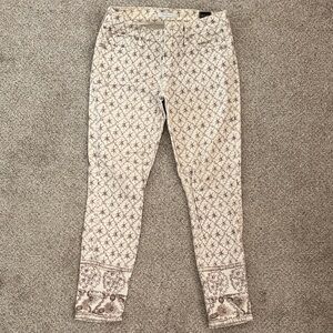 For All Mankind Patterned Beige and White Fitted Pants